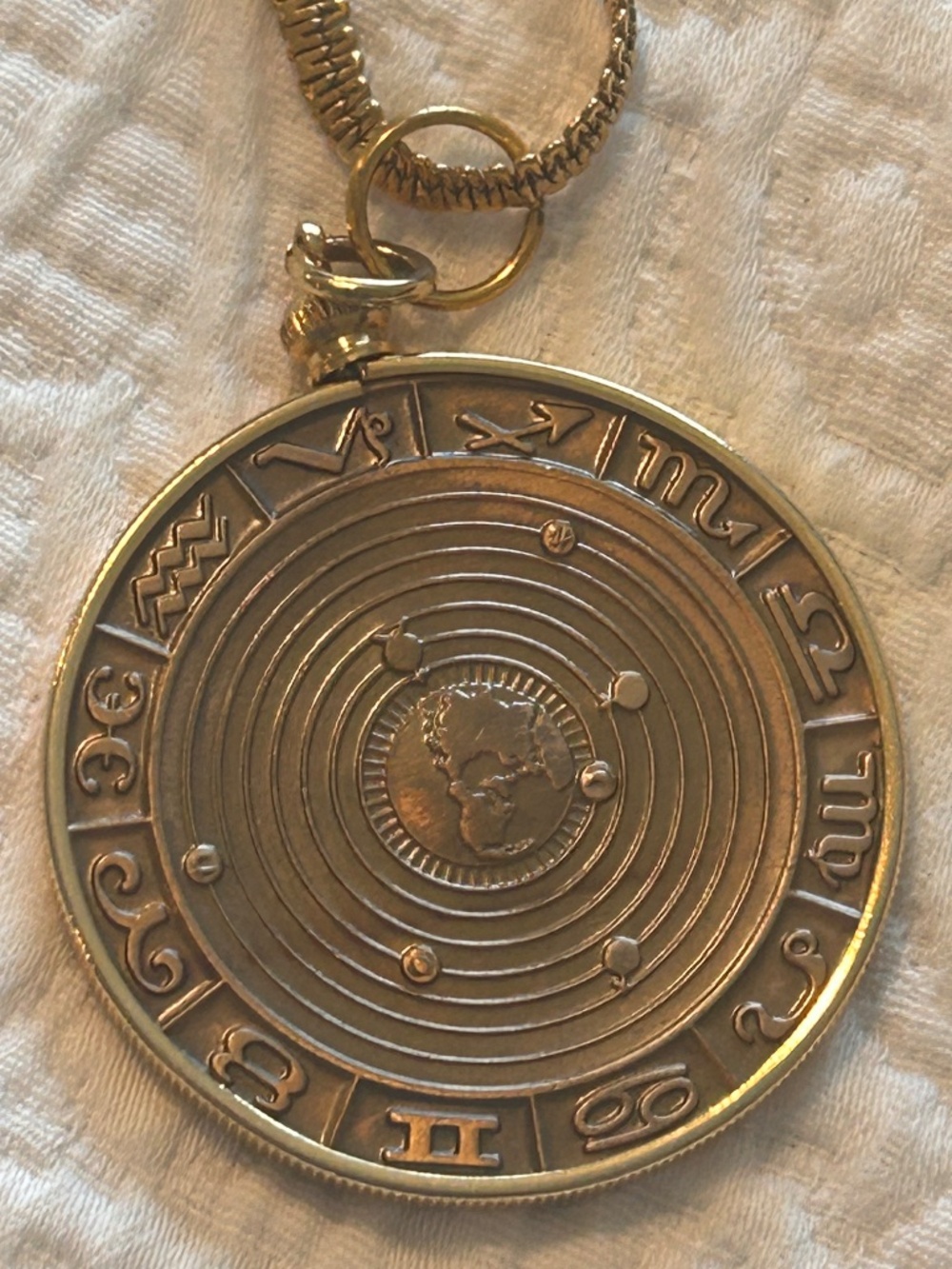 Monet Gold Tone Astrological Sign Aquarius Pendant Necklace - Picture 2 of 5